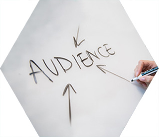 photo - close up of a hand writing the word AUDIENCE on a whiteboard