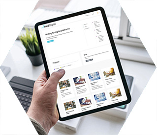 photo - closeup of a tablet device showing the medDigital website