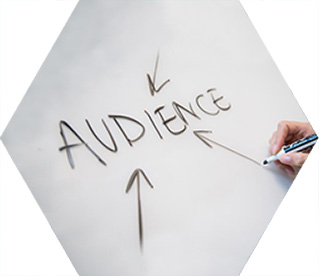 photo - close up of a hand writing the word "audience" on a whiteboard