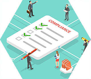illustration - people working around a large scale compliance checklist