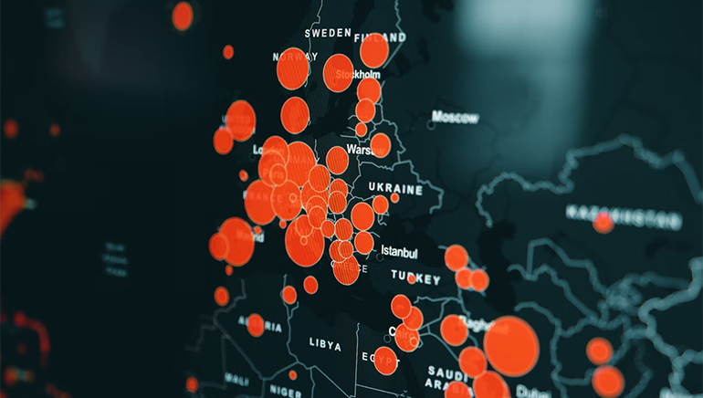 photo - closeup of a Coronavirus coverage heatmap